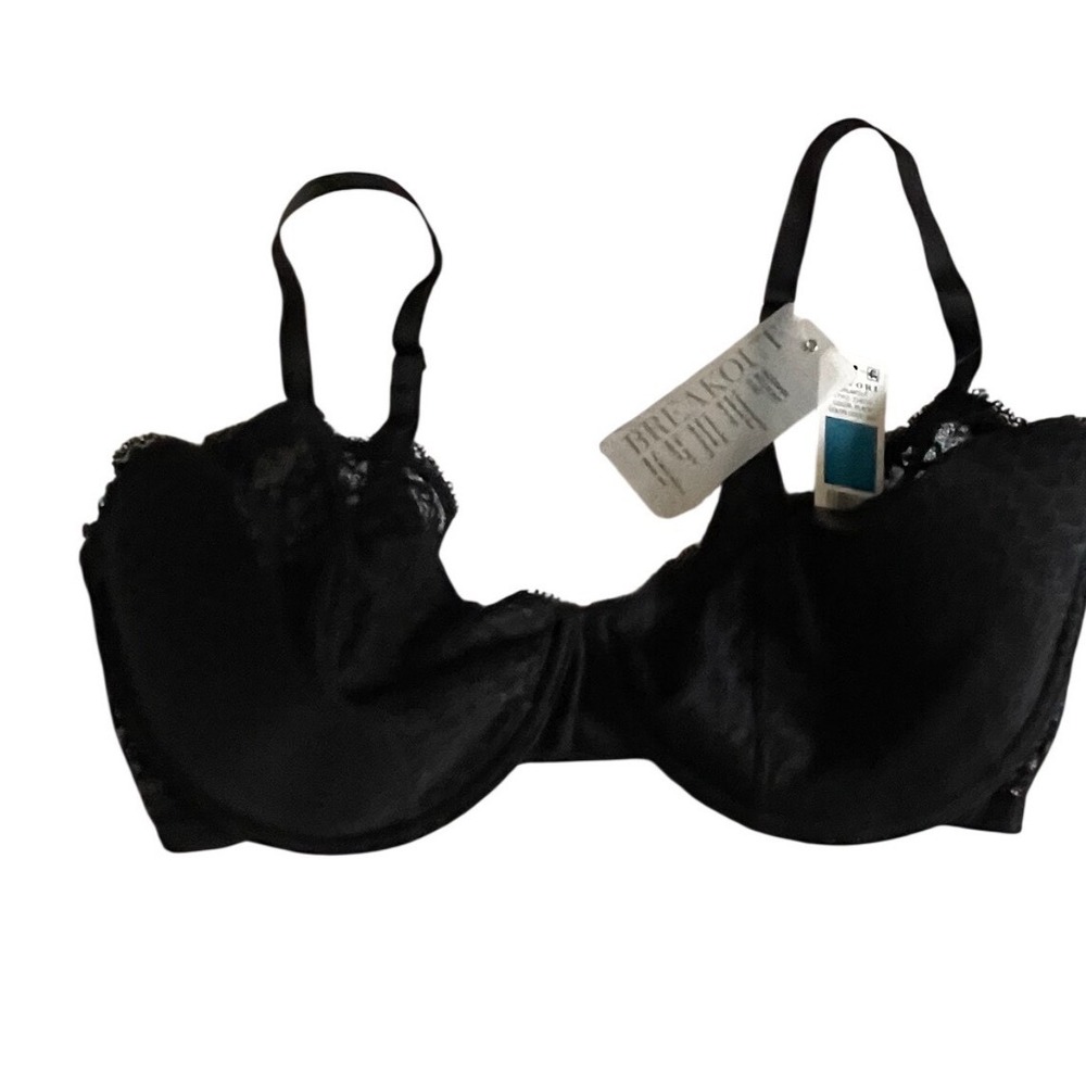 Natori Breakout Underwire Bra Black Lace Foam Sling 724319 36DDD New